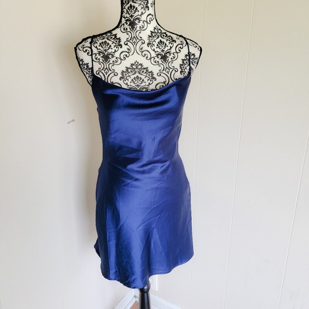 Le Lis Satin Open Back Mini Slip Dress